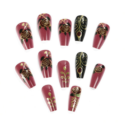 Artificial Nail Set with Floral and Elegant Decorations Acalora