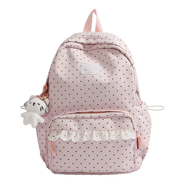 Polka Dot Ruffled Backpack Bowlift