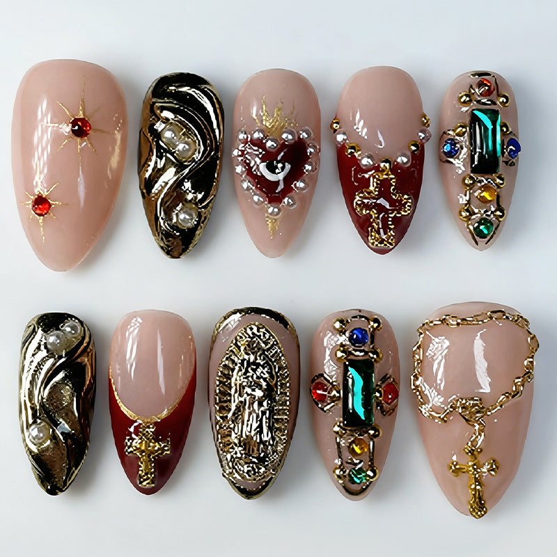 Decorative Press-On Nail Kit with Gem Accents Acalora