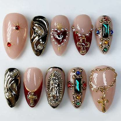 Decorative Press-On Nail Kit with Gem Accents Acalora