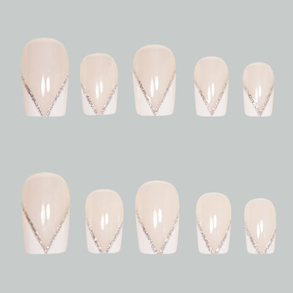 Elegant Press-On Nail Art Tips with Rhinestone Accents Acalora