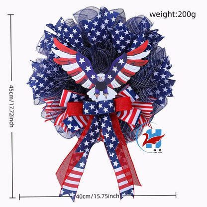 Unisex nan layered star wreath door decor with mixed ribbon bows and wooden accents Bowlift