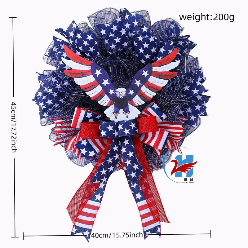 Unisex decorative country house door wreath with overlapping wooden stars and multiple ribbon bows Kalsten