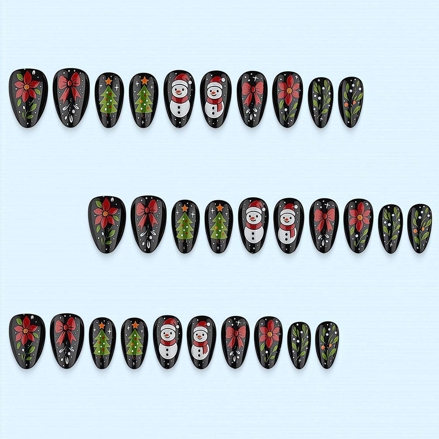 Artificial nail set with festive Christmas design Acalora