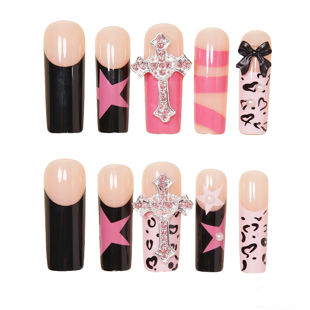 Decorative Cross and Bow Nail Art Acalora