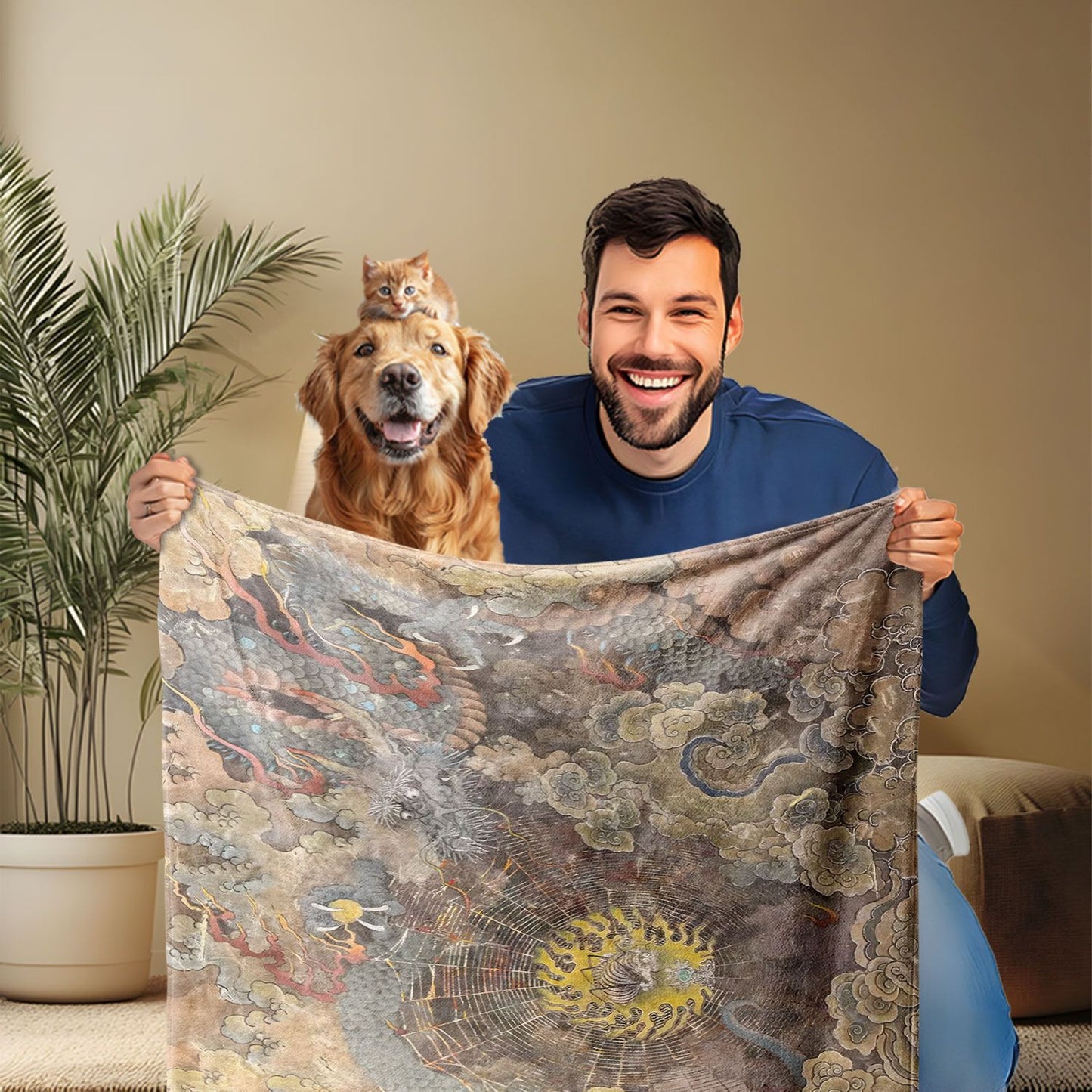 Artistic Dragon-Themed Throw Blanket