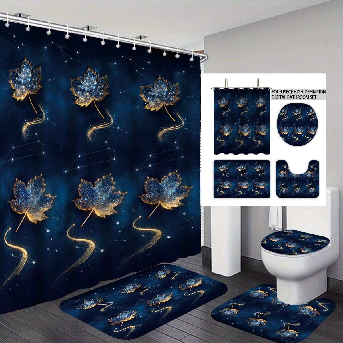 Autumn Leaves Digital Bathroom Set