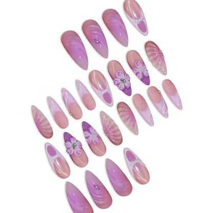 3D Decorative Floral Press-On Nail Extensions Acalora