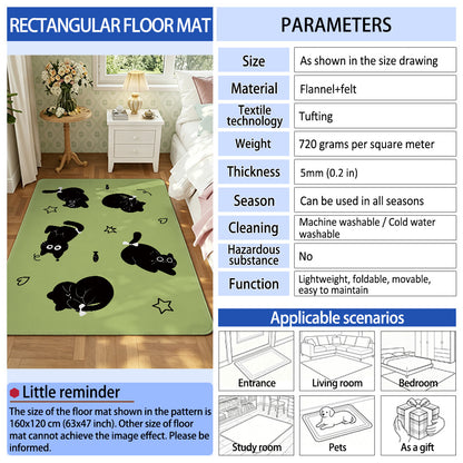 Unisex Artistic Cat-Themed Area Rug