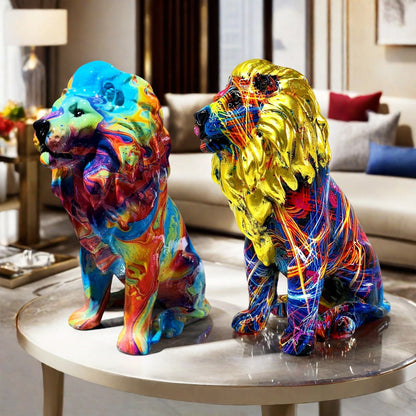 Colorful Lions Sculpture Acalora