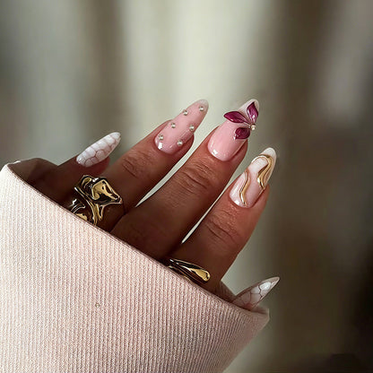Acrylic nail set with glamorous design and sparkling accents Acalora