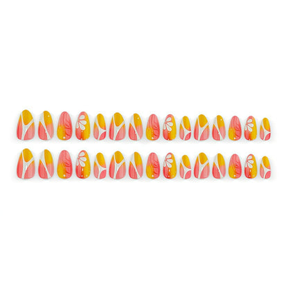 Artificial nails with floral design and elegant color gradients Acalora