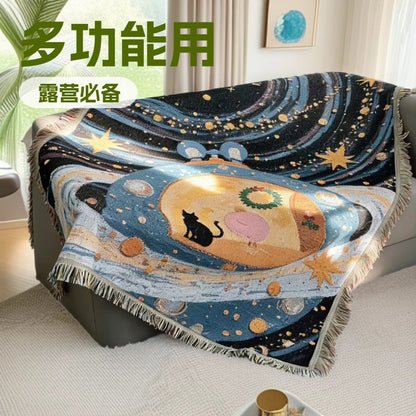 Artistic Space-Themed Throw Blanket