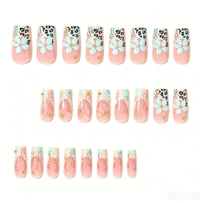 Decorative Long Press-On Nail Design Acalora