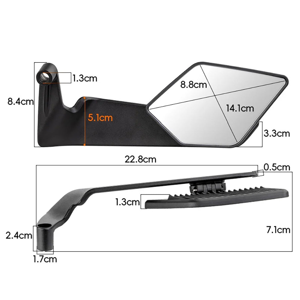 Motorcycle rearview mirror with modern, aerodynamic design Bowlift