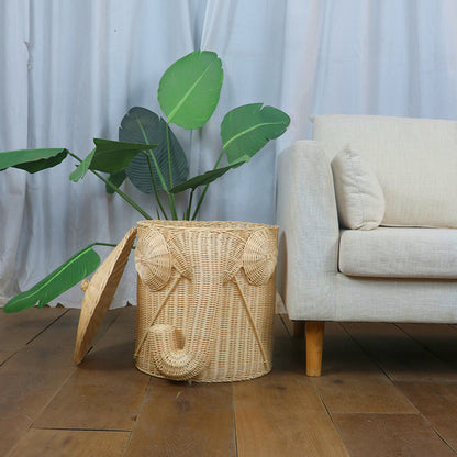 Whimsical Elephant-Themed Woven Storage Bin Acalora