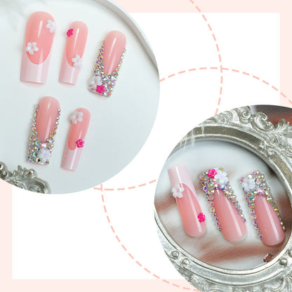 Decorative Press-On Nail Art Set with Floral and Gem Accents Acalora 1788496044