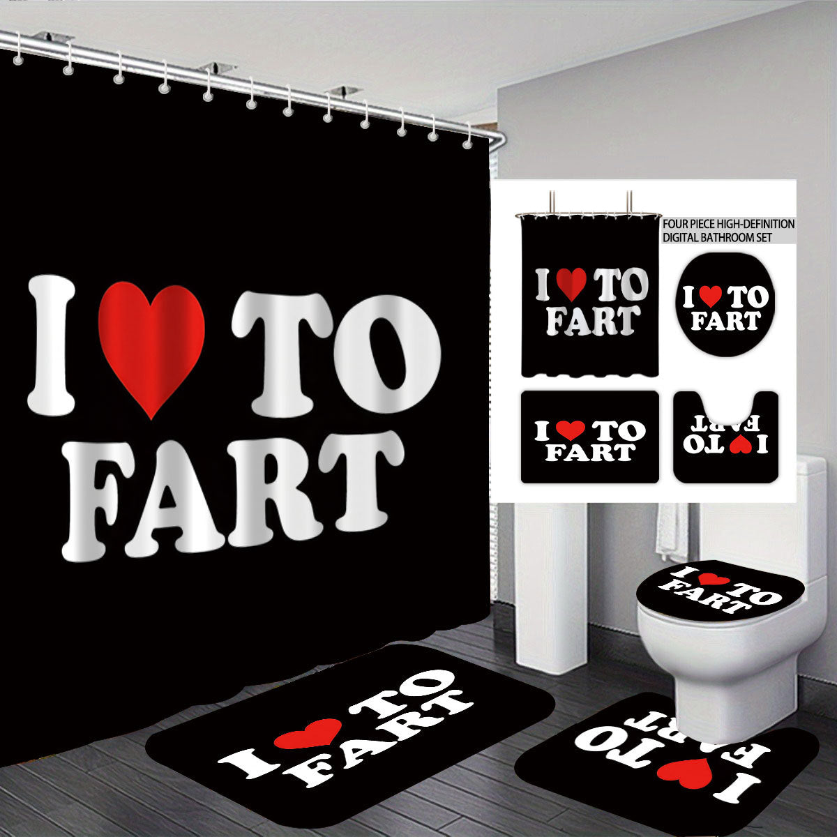 Bathroom Rules Digital Bathroom Décor Set