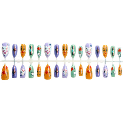 Whimsical Clown-Inspired Press-On Nail Art Set Acalora