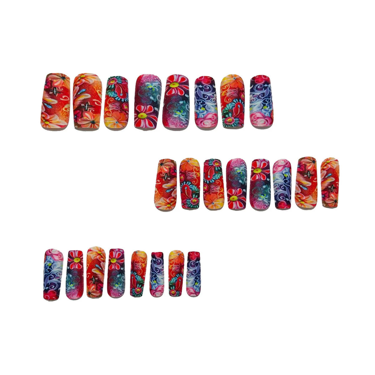 Artificial nails with luxurious 3D flowers and glitter accents Acalora