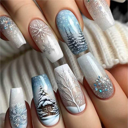 Festive Holiday-Themed Press-On Nail Art Set Acalora