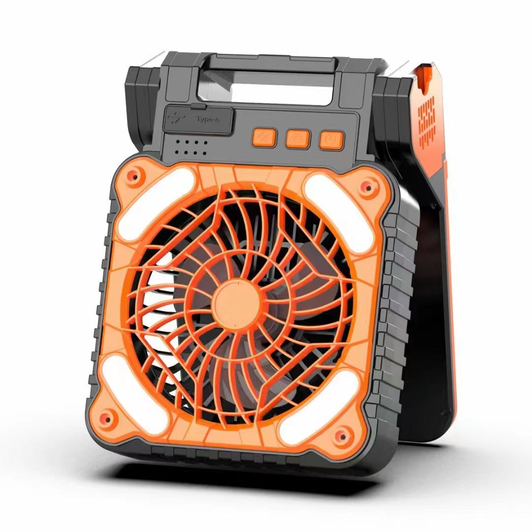 Cool Portable Rechargeable Robust Jobsite Fan with LED Floodlight and USB Type-C Charging Brehn
