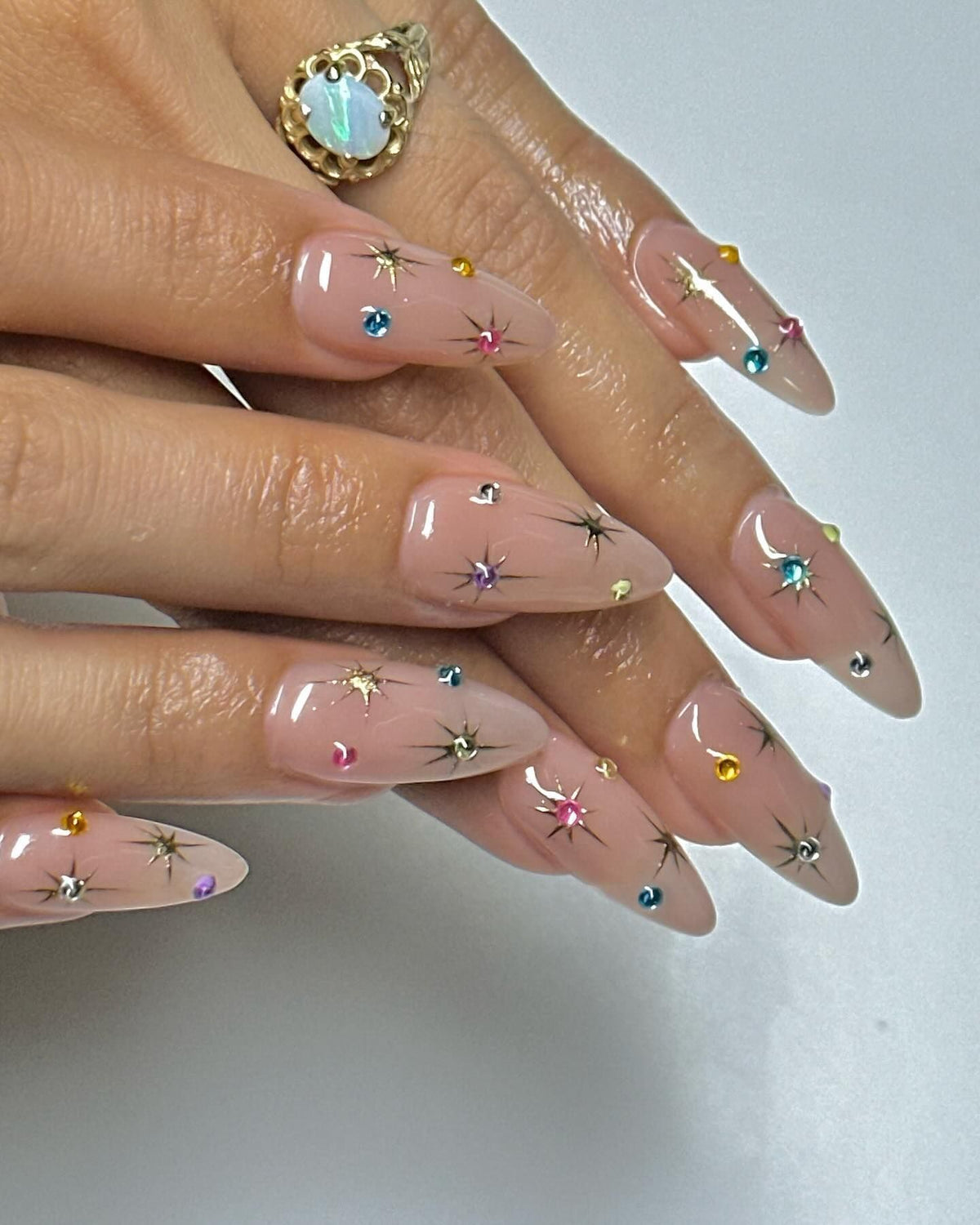 Nail art set with sparkling star and crystal decorations Acalora