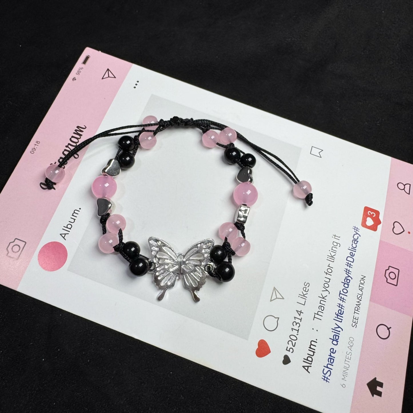 Butterfly Charm Adjustable Bracelet Acalora