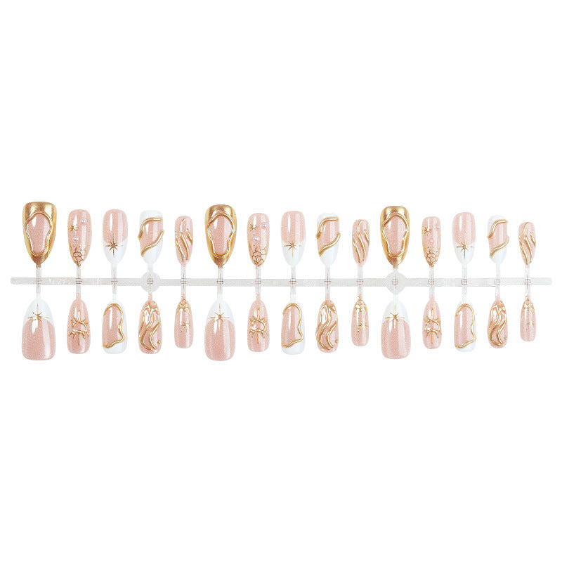 Decorative Press-On Nail Art Set with Elegant Gold Accents Acalora 1788495840