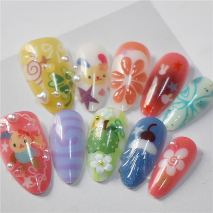 Artistic Cartoon-Themed Press-On Nail Art Set Acalora