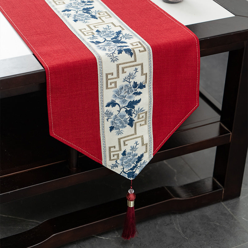 Elegant Floral Embroidered Table Runner