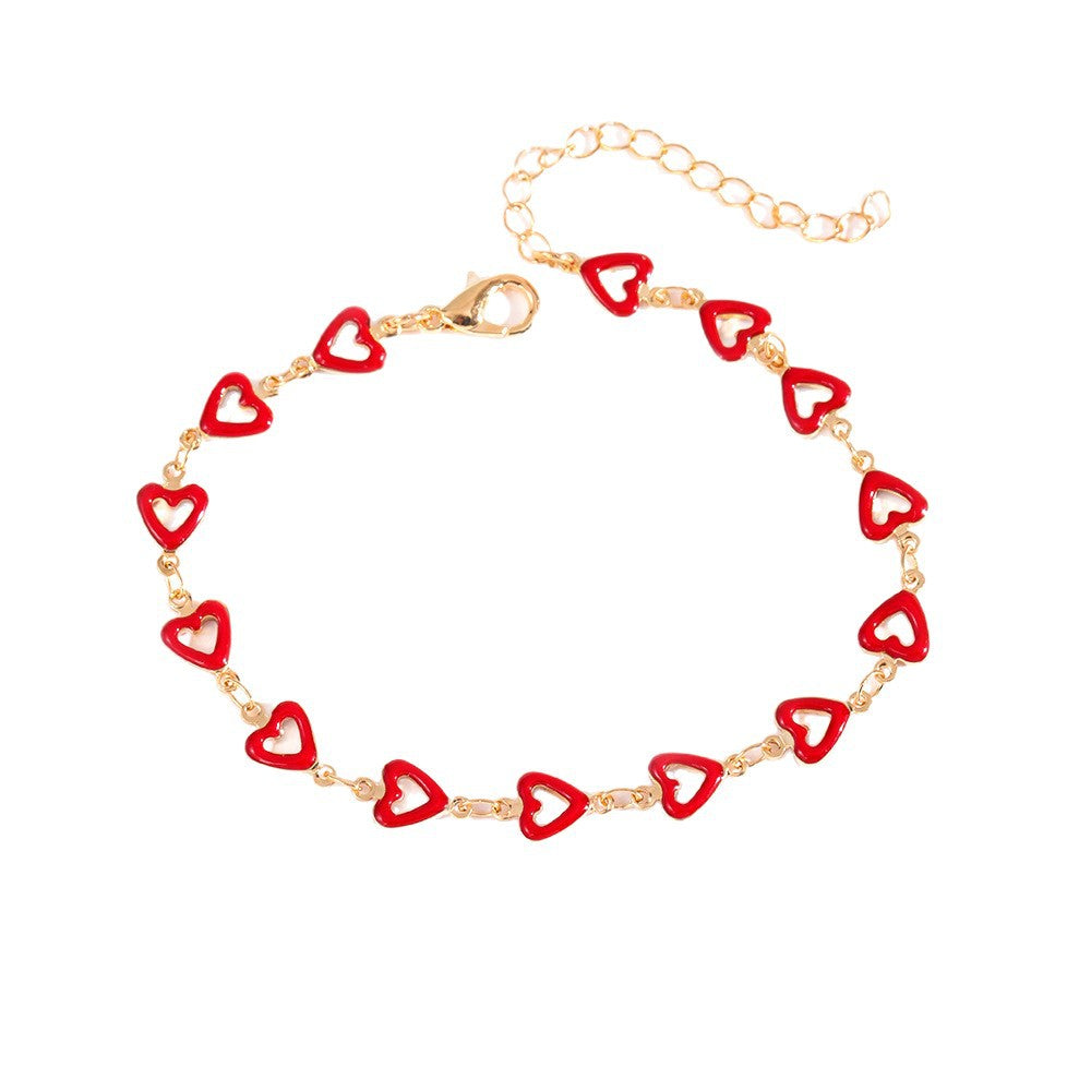 Colorful Heart Charm Anklet Acalora