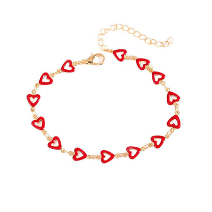 Colorful Heart Charm Anklet Acalora