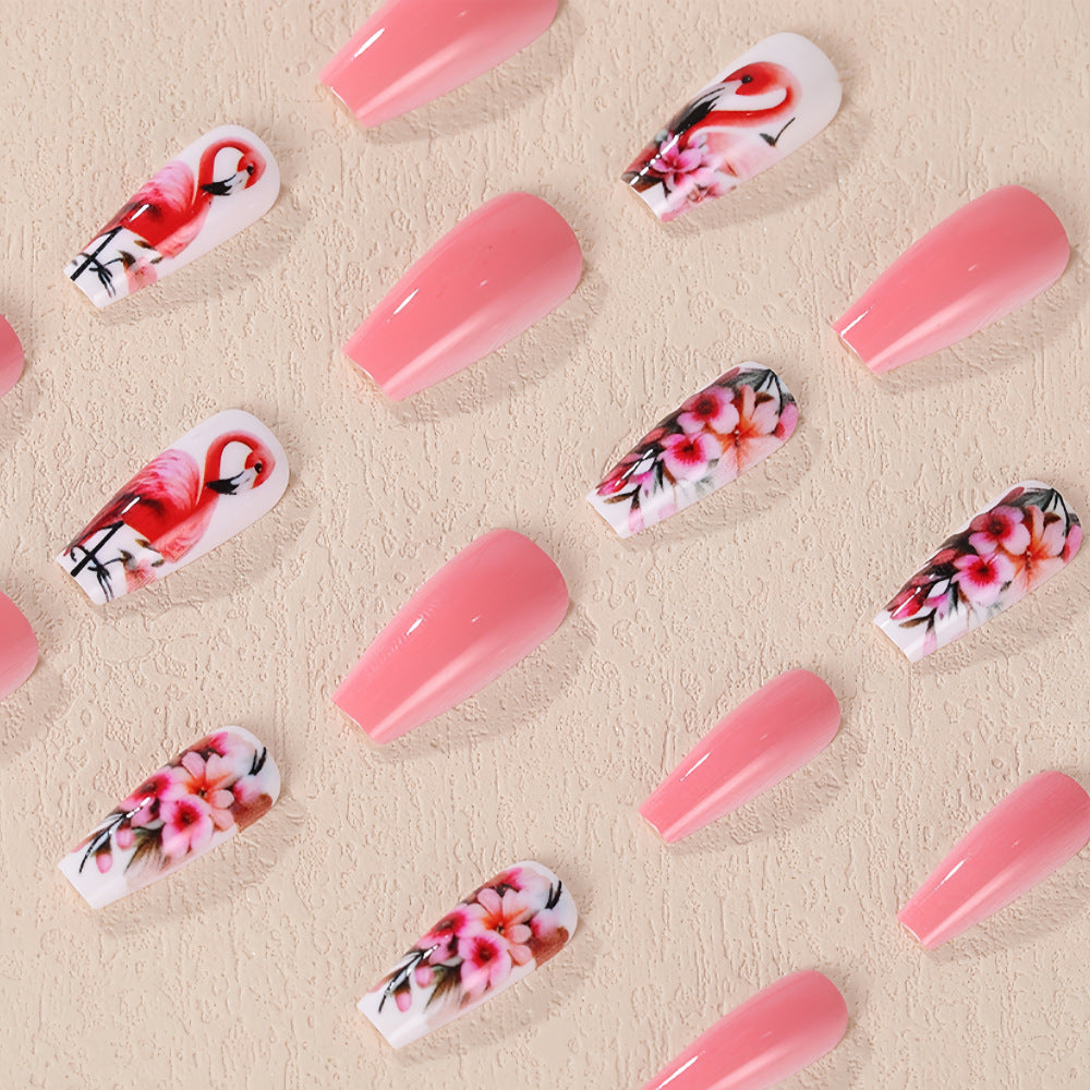 Nail Art Set with colorful flamingo and flower patterns Acalora