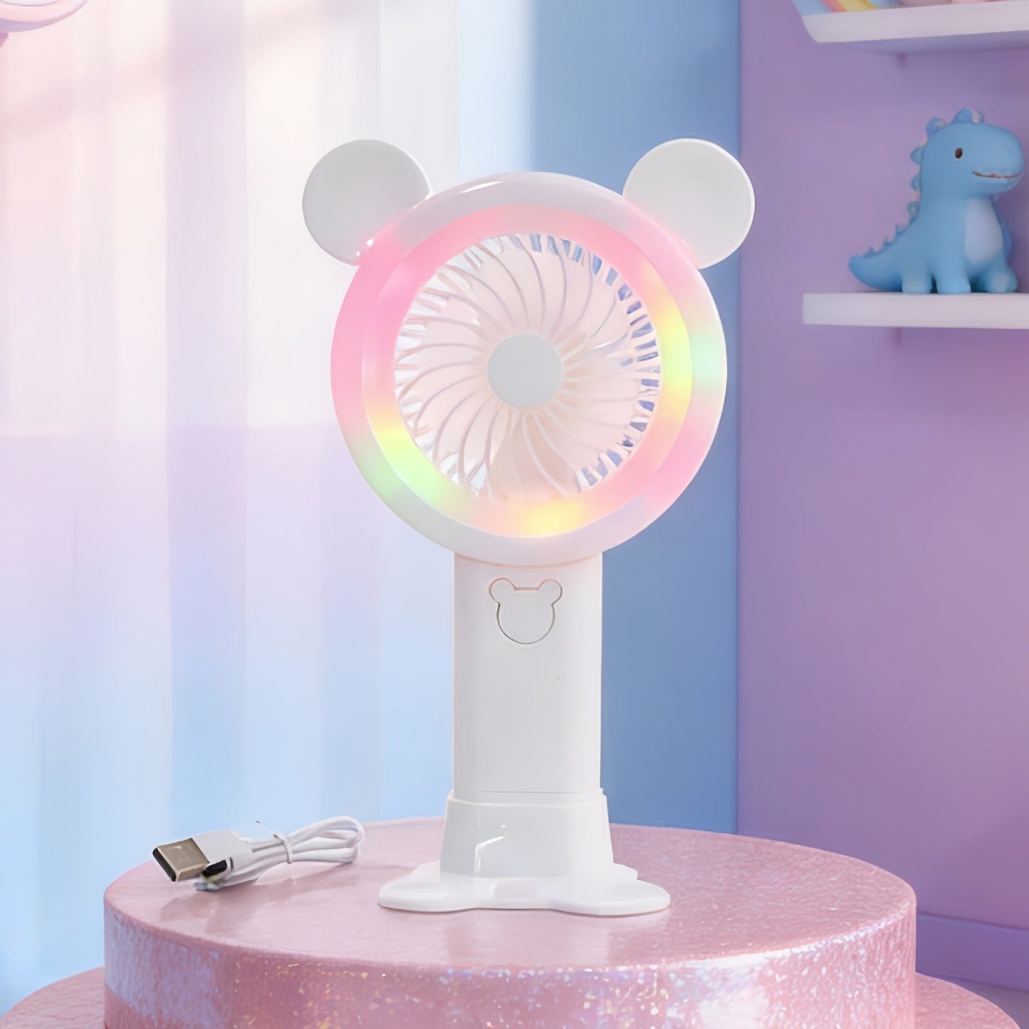 Women's Portable Mini Fan in Playful Bear Design Bowlift