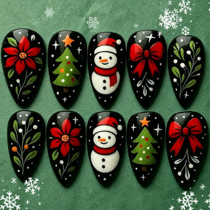 Artificial nail set with festive Christmas design Acalora