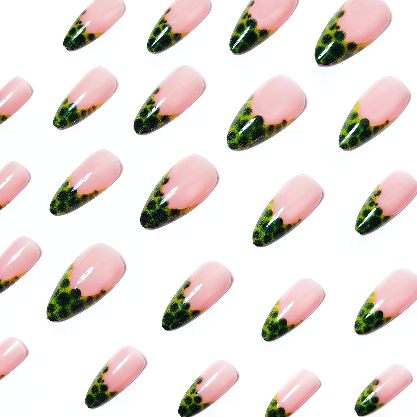 Artistic Green-Gradient Gel Nail Art Acalora