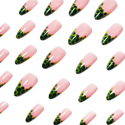 Artistic Green-Gradient Gel Nail Art Acalora