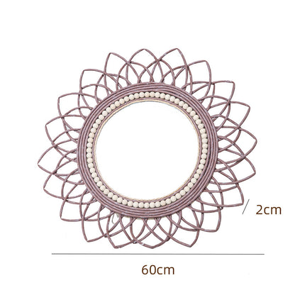 Decorative wall mirror with rattan frame Acalora