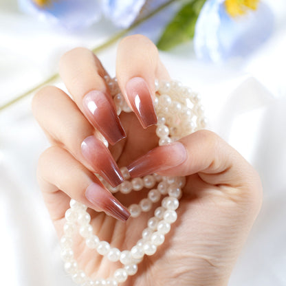 Elegant Long Coffin Press-On Nail Art Acalora