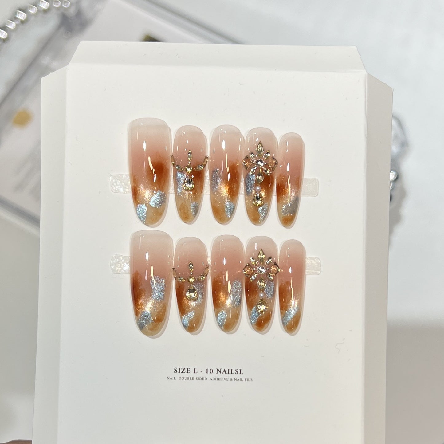 Decorative Stiletto Press-On Nail Set with Floral Designs Acalora