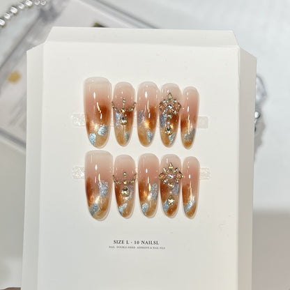 Decorative Stiletto Press-On Nail Set with Floral Designs Acalora