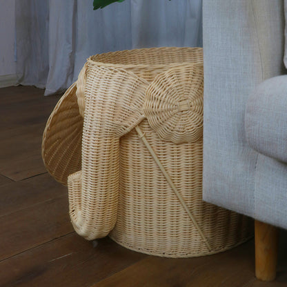 Whimsical Elephant-Themed Woven Storage Bin Acalora