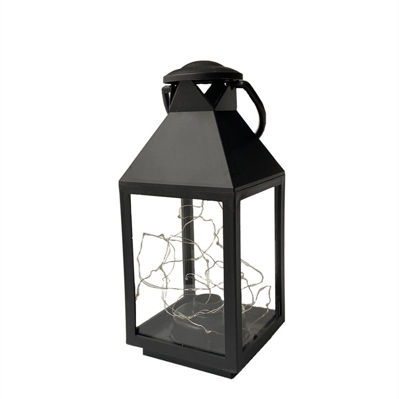 Decorative Metal and Glass Lantern with Warm LED Fairy String Lights Acalora