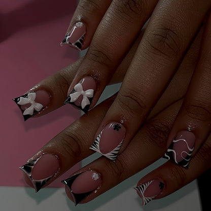 Decorative Press-On Nail Art with Floral and Graphic Designs Acalora