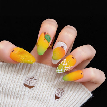 Artificial nails with fruity mango design Acalora