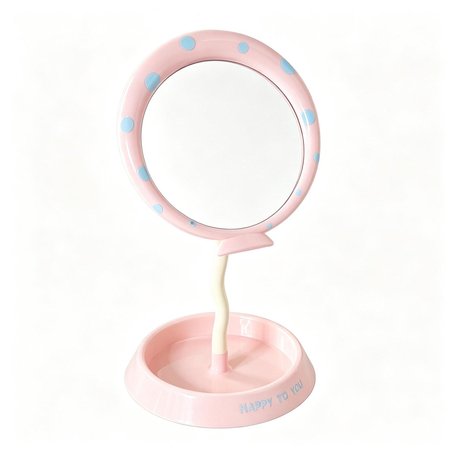Whimsical Polka Dot Handheld Makeup Mirror