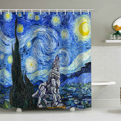 Artistic Dog Illustration Shower Curtain