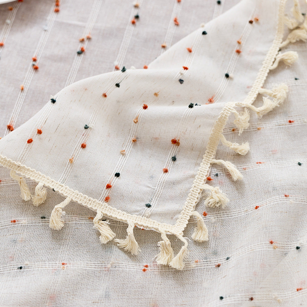 Elegant Cotton Fringed Tablecloth