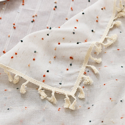 Elegant Cotton Fringed Tablecloth